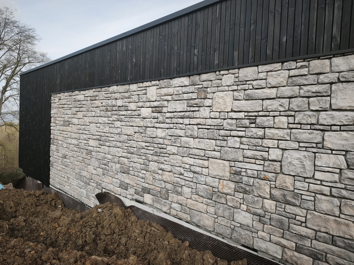 Rendu façade schiste gris nuancé
