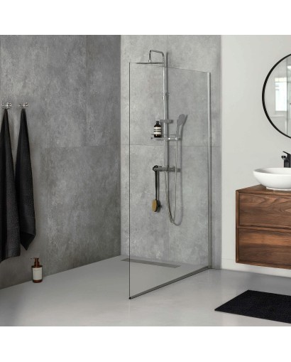 Dalle SPC béton gris douche salle de bain sans joints Belgique