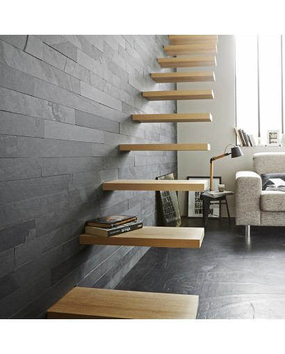 Lamelle Ardoise naturelle parement mur salon Belgique