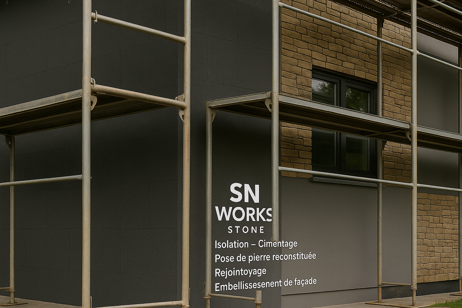 Isolation XPS + Parement en pierre reconstituée